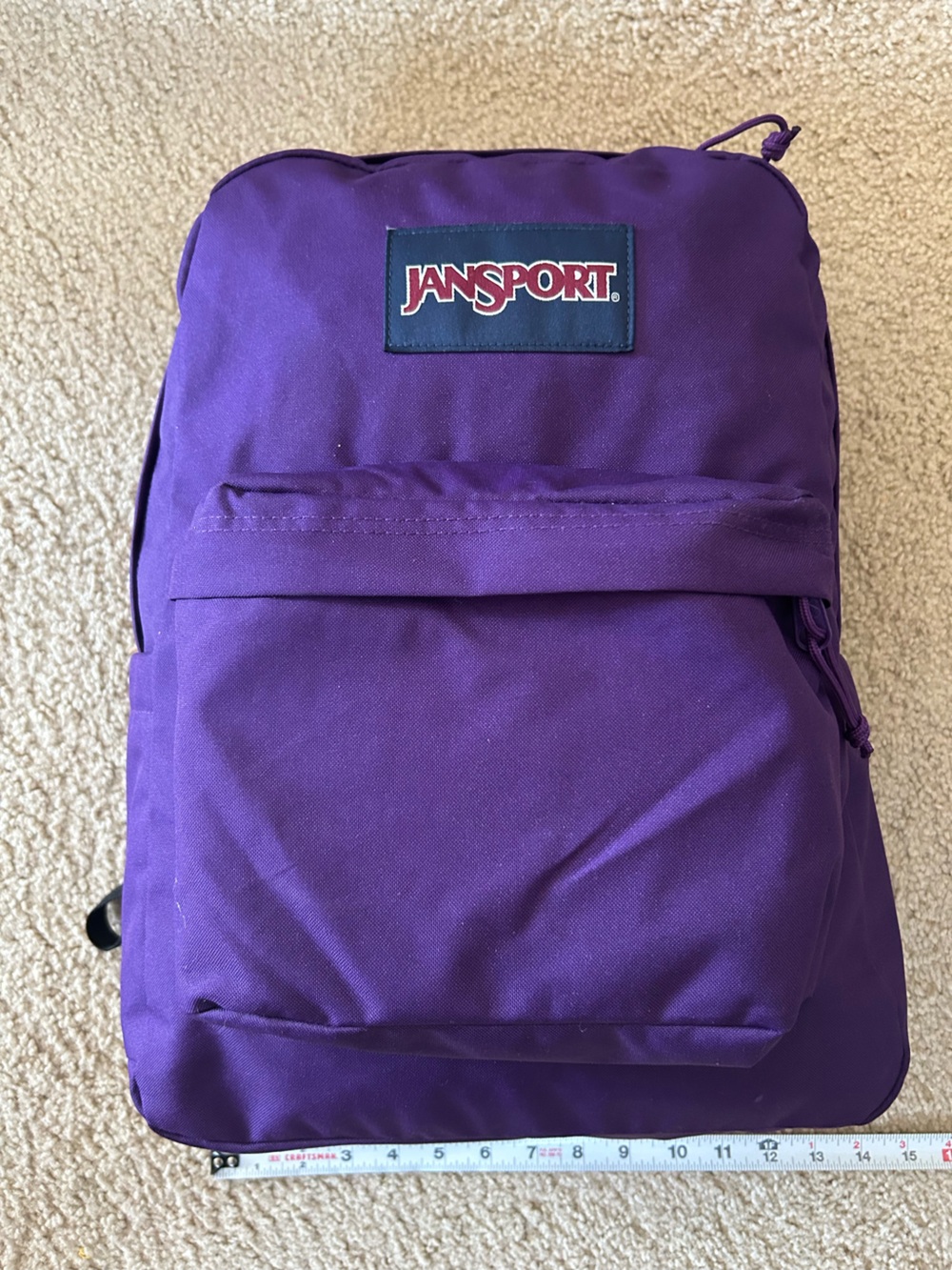 JanSport SuperBreak Plus backpack (purple) with water bottle pocket
